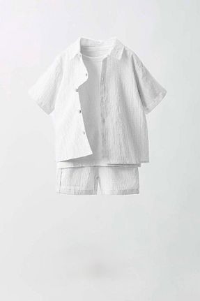 ست بالاتنه و پائین تنه سفید بچه گانه بافتنی Daisy Dolly - کد 904415218