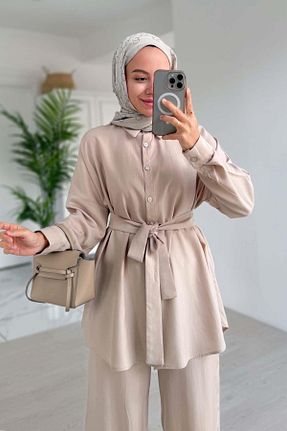 ست بالاتنه و پائین تنه حجاب بژ زنانه Relaxed Ka Hijab - کد 904415086