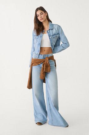 کت آبی زنانه کراپ Stradivarius - کد 904405236