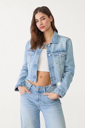 کت آبی زنانه کراپ Stradivarius - کد 904405236