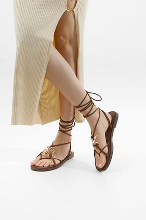 صندل قهوه ای زنانه پاشنه پلتفرم Bershka - کد 904442921