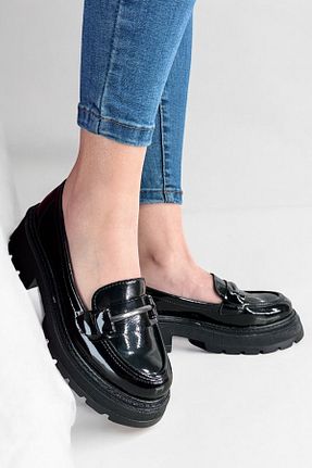 کفش لوفر مشکی زنانه چرم لاکی Y&D Shoes - کد 905739166