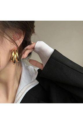 گوشواره استیل (فولاد) طلائی زنانه استیل (فولاد) VenüsDesign - کد 779710845
