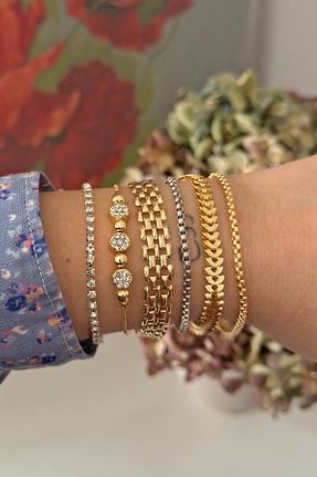 دستبند جواهر طلائی زنانه زیرکن Onouqo - کد 904452480