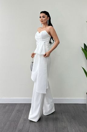 سرهمی سفید زنانه Straplez giyimmasalı - کد 904457631