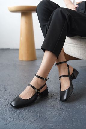 کفش پاشنه بلند کلاسیک مشکی زنانه چرم MODAADAM - کد 854665582