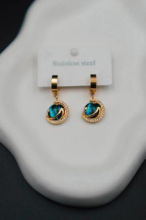 گوشواره استیل (فولاد) طلائی زنانه استیل ضد زنگ TREND COLLECTİON - کد 904448044