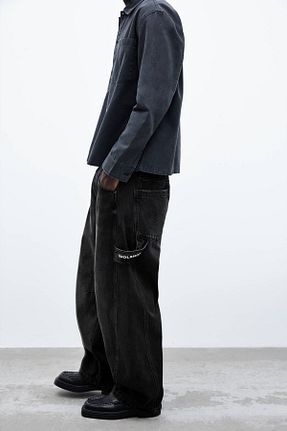 شلوار جین طوسی مردانه پاچه گشاد Pull & Bear - کد 904448532