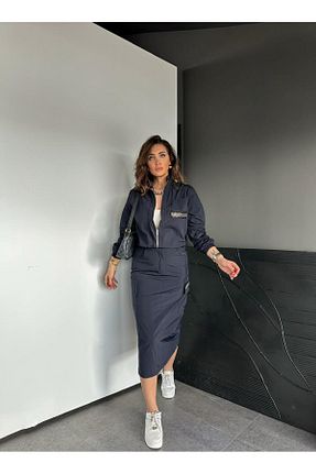 ست بالاتنه و پائین تنه سرمه ای زنانه بافتنی Zerrincan Giyim - کد 904449942