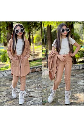 ست بالاتنه و پائین تنه قهوه ای بچه گانه بافتنی Genel Markalar - کد 649795572
