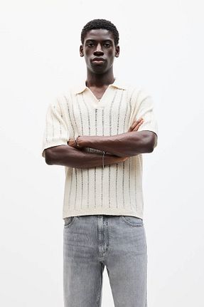 پولوشرت سفید مردانه پنبه ای Pull & Bear - کد 904458331