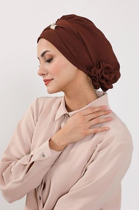 شال قهوه ای زنانه پنبه پلی استر Aisha