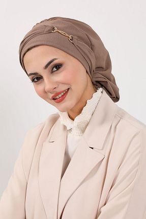 شال قهوه ای زنانه پلی استر Aisha