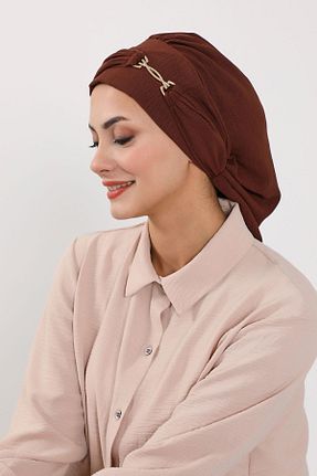 شال قهوه ای زنانه پلی استر Aisha