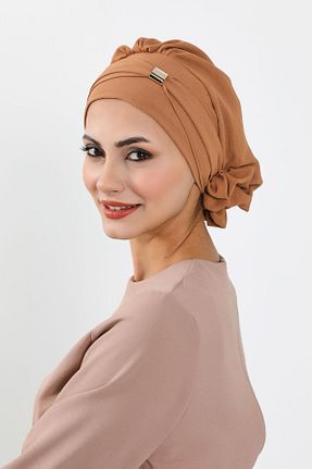 شال قهوه ای زنانه پنبه پلی استر Aisha