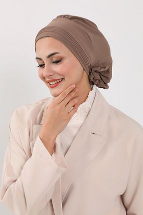 شال قهوه ای زنانه پلی استر Aisha