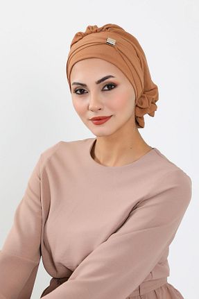شال قهوه ای زنانه پنبه پلی استر Aisha