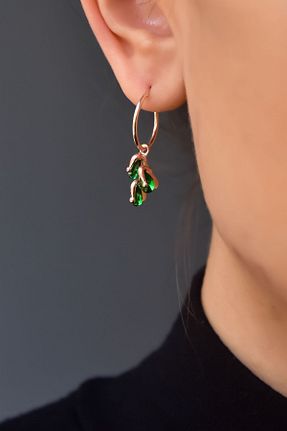 گوشواره نقره سبز زنانه 925 عیار Papatya Silver - کد 269444181