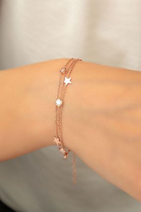 دستبند نقره طلائی زنانه 925 عیار Papatya Silver - کد 42683090