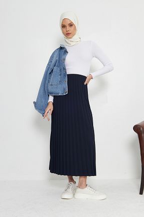 دامن حجاب سرمه ای زنانه بافتنی RTBUTİK - کد 904504950