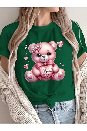 تیشرت سایز بزرگ سبز زنانه رگولار LUNAVISTA - کد 905300005
