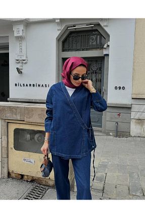 ست بالاتنه و پائین تنه سرمه ای زنانه جین Molly Nelly - کد 897850860