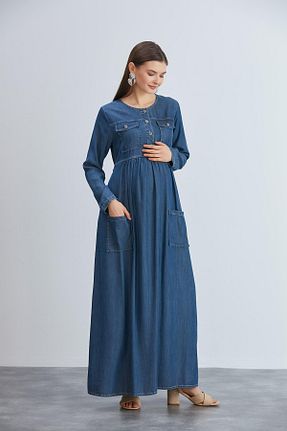 لباس بارداری آبی زنانه بافتنی LİYACA - کد 904528424