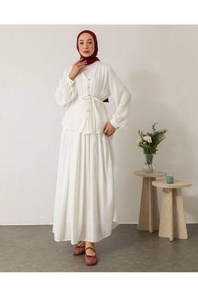 ست بالاتنه و پائین تنه حجاب سفید زنانه Relaxed lariva - کد 904531227