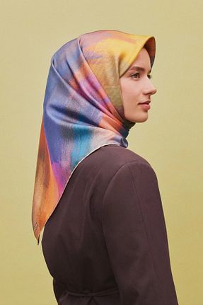 روسری نارنجی کرپ ساتن ابریشم Armine - کد 904533310