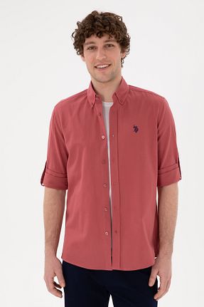 پیراهن زرشکی مردانه یقه ایستاده U.S. Polo Assn. - کد 904536712