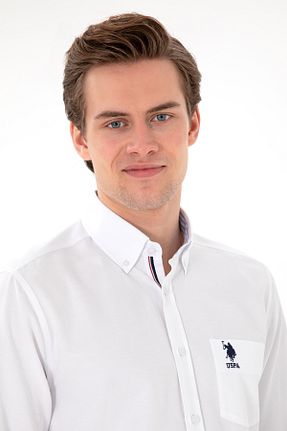 پیراهن سفید مردانه یقه پیراهنی U.S. Polo Assn. - کد 904538772
