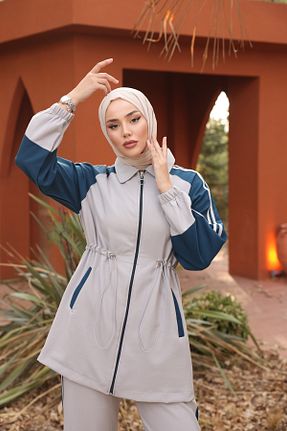 ست بالاتنه و پائین تنه حجاب طوسی زنانه رگولار Wovi - کد 904558915