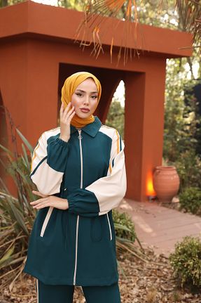 ست بالاتنه و پائین تنه حجاب سبز زنانه رگولار Wovi - کد 904561357