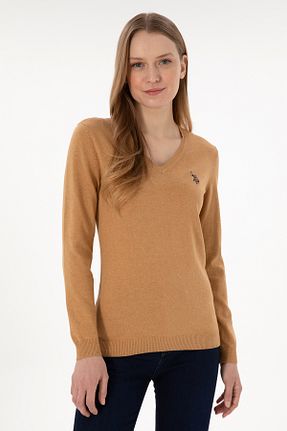 پلیور قهوه ای زنانه ساده U.S. Polo Assn. - کد 865199462