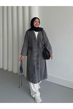 ترنچکت حجاب طوسی پنبه ای TANISA - کد 904586197