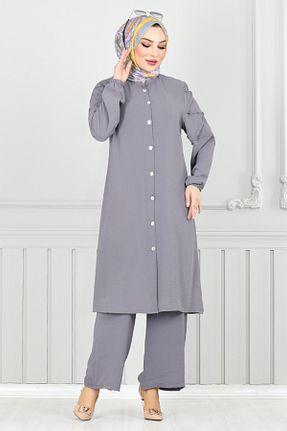 ست بالاتنه و پائین تنه طوسی زنانه بافتنی ModaMerve - کد 904598995