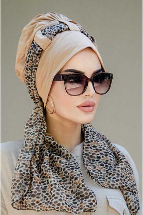کلاه شنای حجاب بژ زنانه Aişe Tesettür - کد 49237102