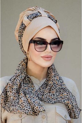 کلاه شنای حجاب بژ زنانه Aişe Tesettür - کد 49237102