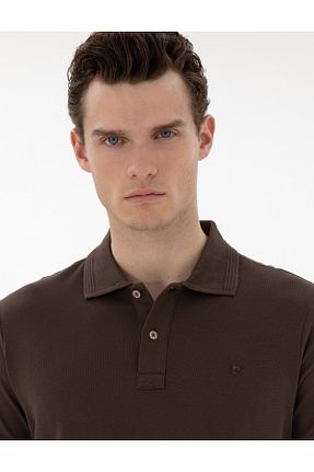 پولوشرت قهوه ای مردانه %100 پنبه Pierre Cardin - کد 904630742