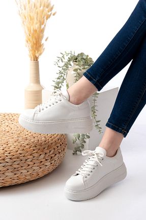 کفش اسنیکر سفید زنانه بند دار Çınar Alp - کد 904629740