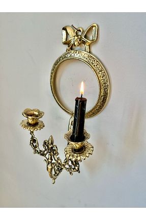 شمعدان و شمع گیر زرد برنجی hediye - کد 904628970