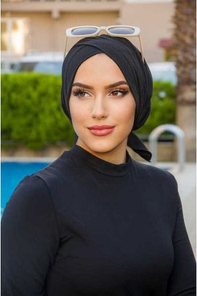 کلاه شنای حجاب مشکی زنانه Aişe Tesettür - کد 747218564