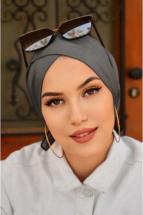 روسری طوسی ساتن Aişe Tesettür - کد 747194986