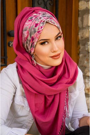 شال صورتی زنانه پلی استر Aişe Tesettür - کد 827109877
