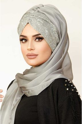 کلاه شنای حجاب طوسی زنانه Aişe Tesettür - کد 680420033