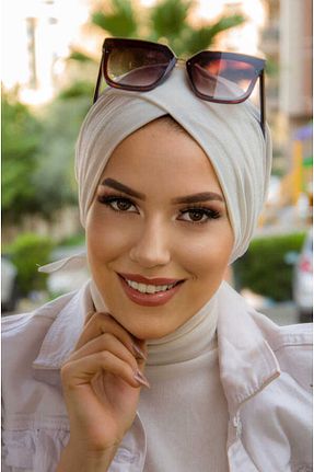 روسری سفید ساتن Aişe Tesettür - کد 699205607