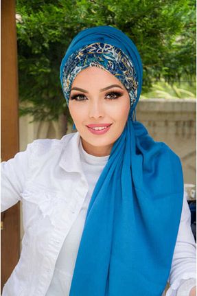 کلاه شنای حجاب آبی زنانه Aişe Tesettür - کد 742947228