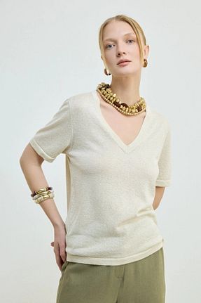 بلوز طلائی زنانه ساده Gusto - کد 904643608