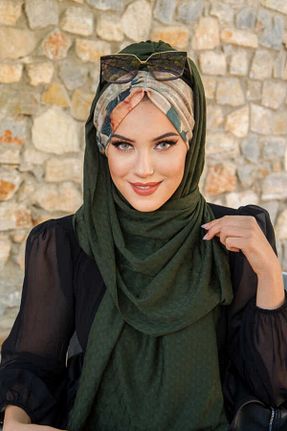 شال خاکی زنانه پنبه پلی استر Aişe Tesettür - کد 827149190