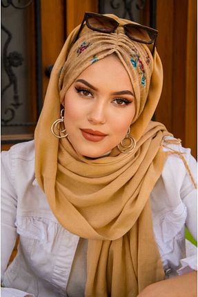 شال زرد زنانه پنبه پلی استر Aişe Tesettür - کد 827151875